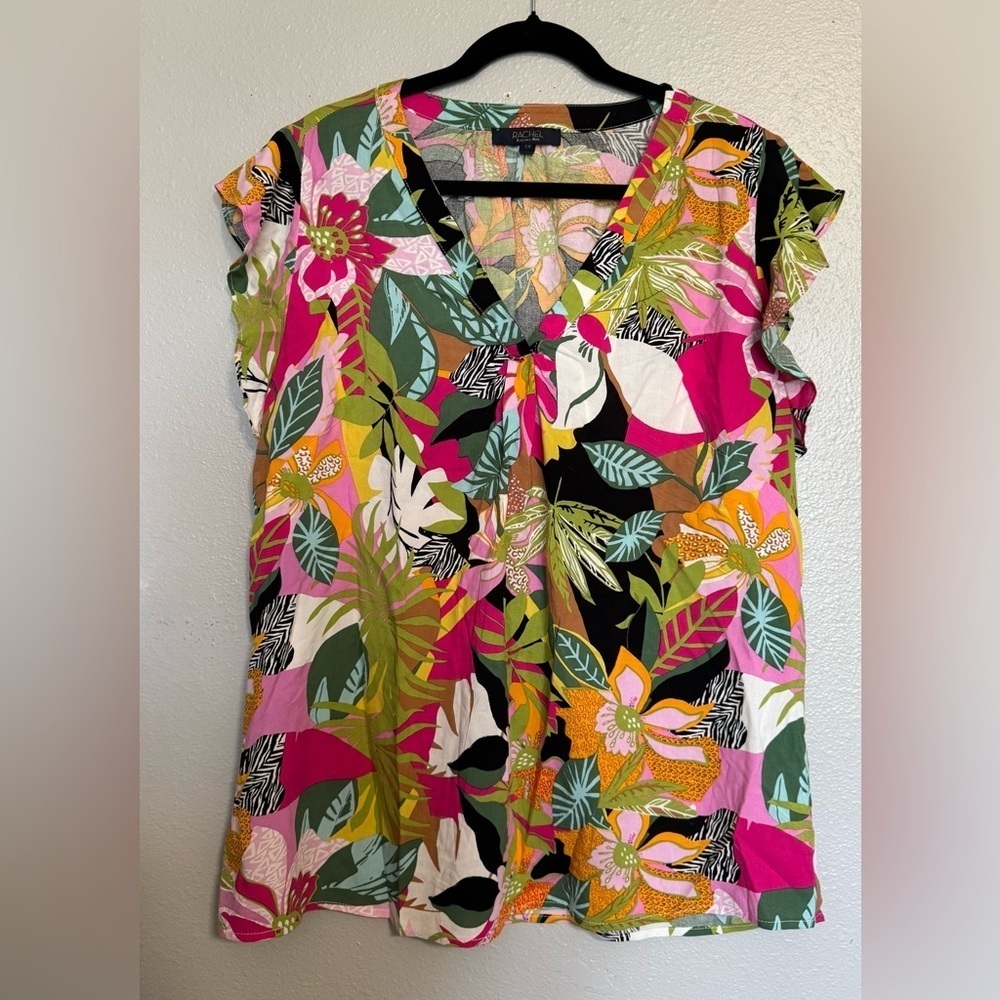 Rachel Zoe beautiful bright blouse with cap sleeves